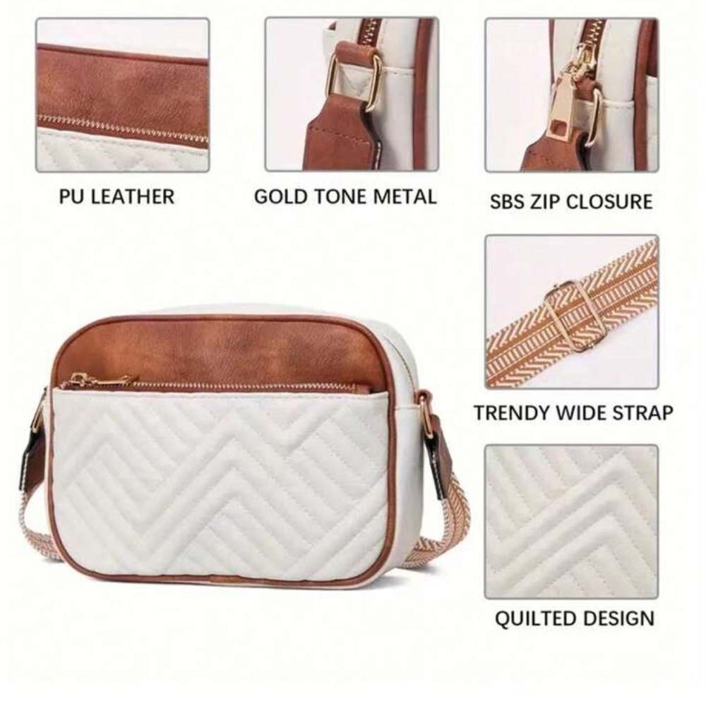 Chic Quilted Crossbody Bag with Wide Strap - Picture 6 of 6